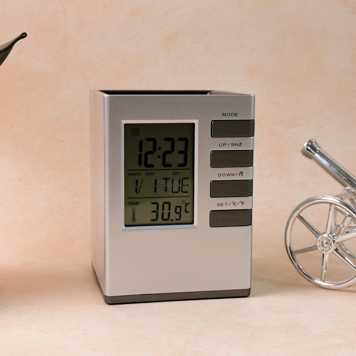 Modern Cube Digital Desk Organizer with Clock Modern Cube Digital Desk Organizer with Clock